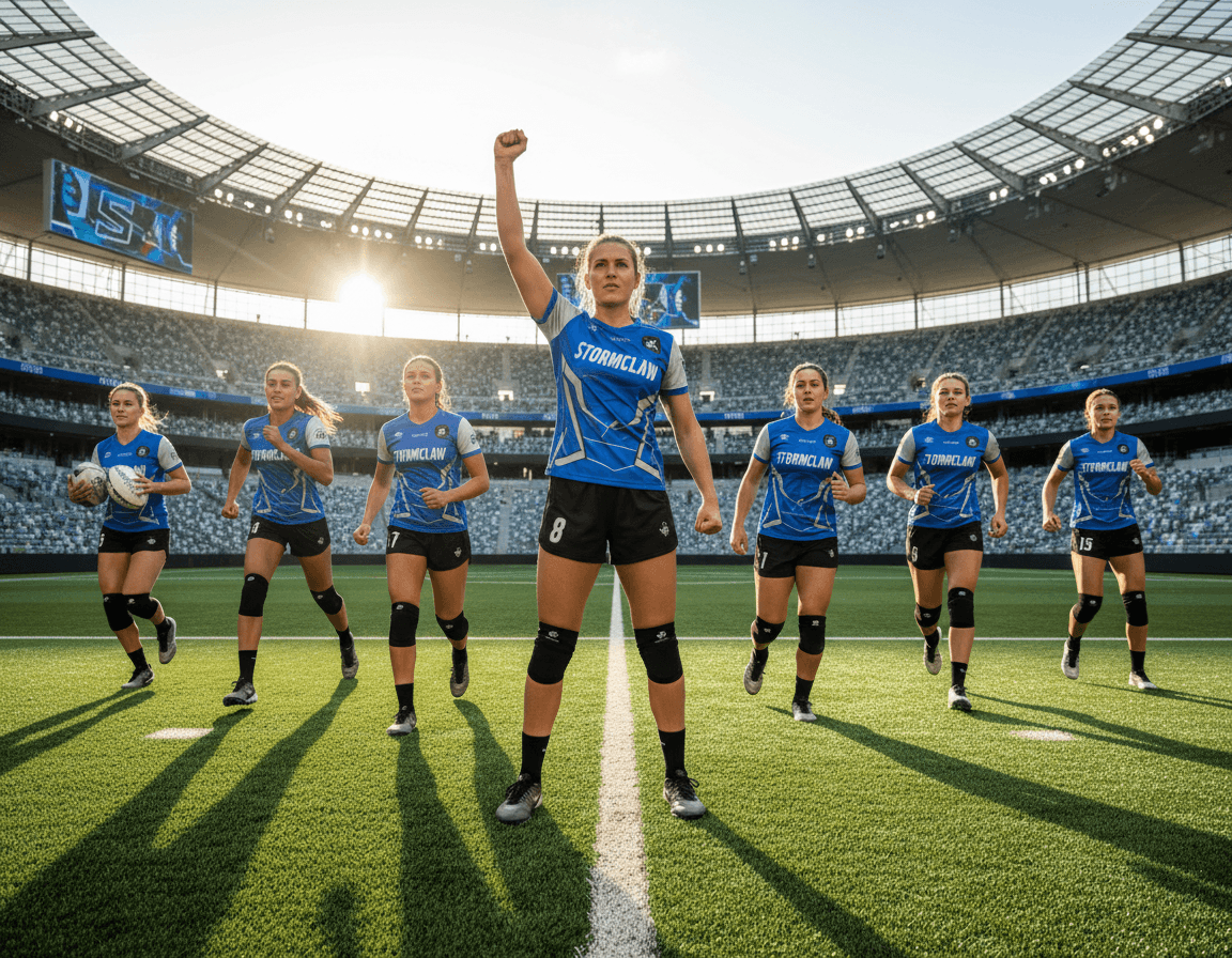 Athletes in custom sports jerseys on the field